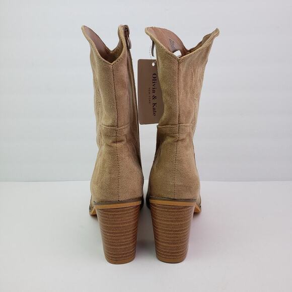 Olivia & Kate New York Bonita Womens Size 9.5 Brown 3.25" Heeled Western Boots - Picture 7 of 14